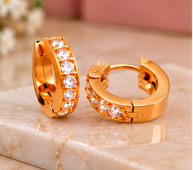 Stylish Crystal Stone Hoop Earrings pack of 1