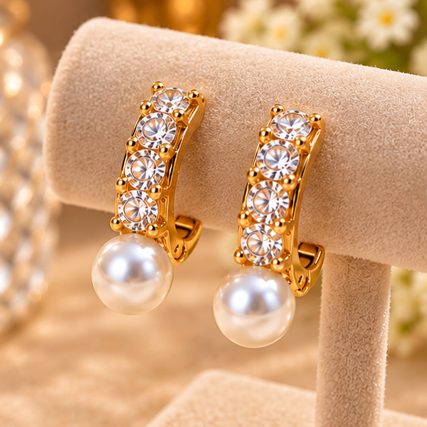 Elegant Stainless Steel Golden Earring Set