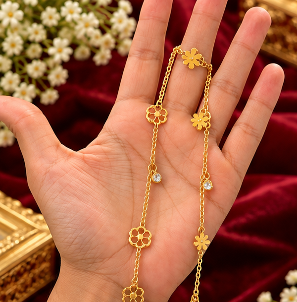 Elegant Stainless Steel Floral Anklet