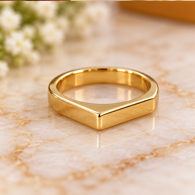 Golden Ring for man and woman Stainless Steel Engraved Fashion Band