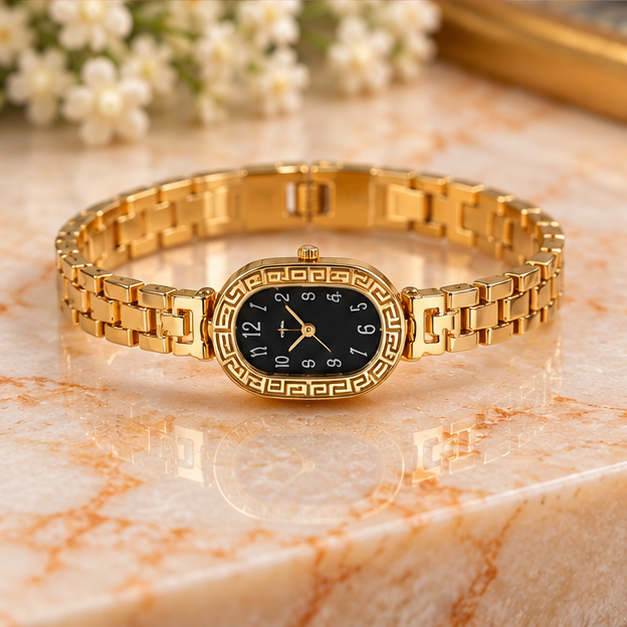 Women’s Gold Watch Style Hand Cuff Bracelet