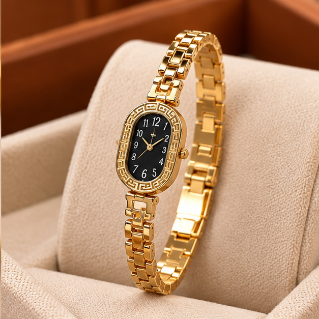 Women’s Gold Watch Style Hand Cuff Bracelet