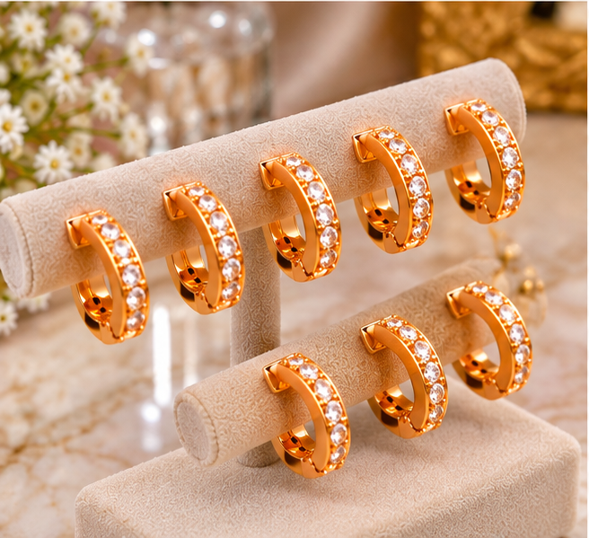 Stylish Crystal Stone Hoop Earrings pack of 6