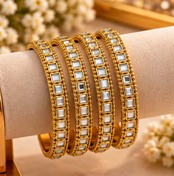 Elegant Kundan Gold Bangles