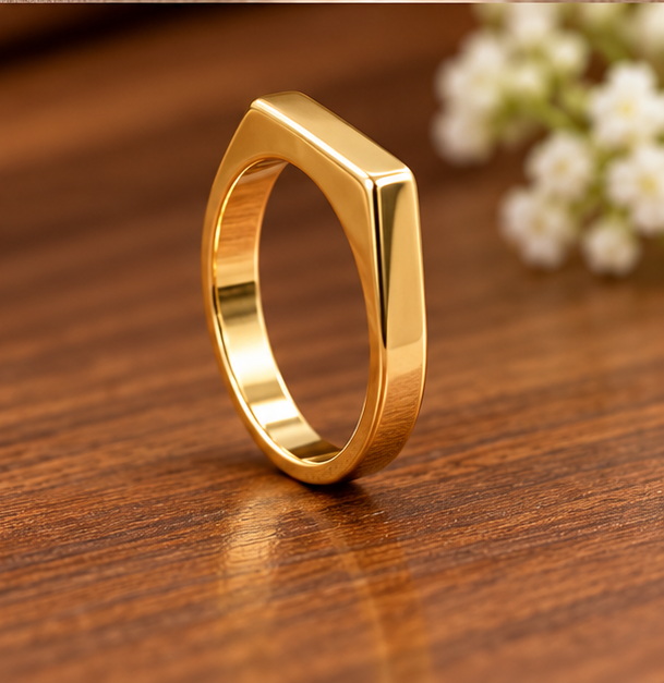 Golden Ring for man and woman Stainless Steel Engraved Fashion Band