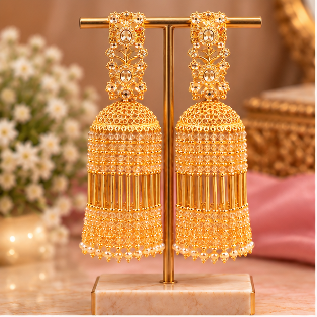 Golden Traditional Bangles with Sparkling Stones